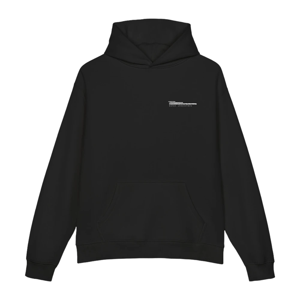 quiet laboratory stitched hoodie, black