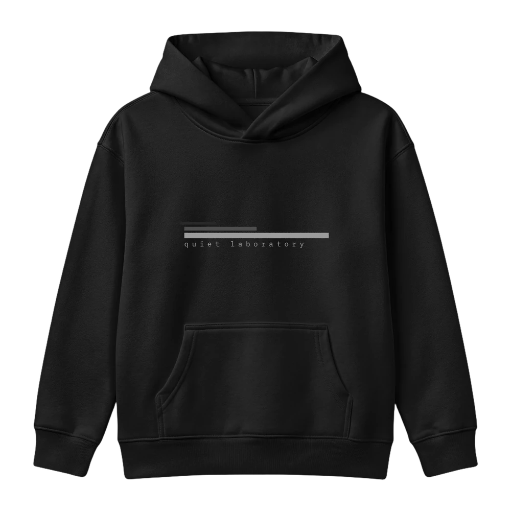 quiet laboratory youth mini hoodie, black