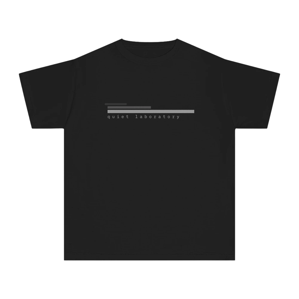 quiet laboratory youth shirt, black